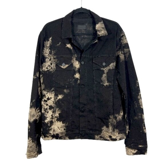 Monfrere Dean Stretch Denim Jacket Sandstorm Tie Dye Medium Black Pre-Loved - Picture 1 of 6